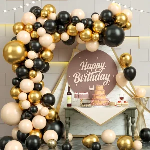 Arche de Ballons Noir et Or 116 pcs